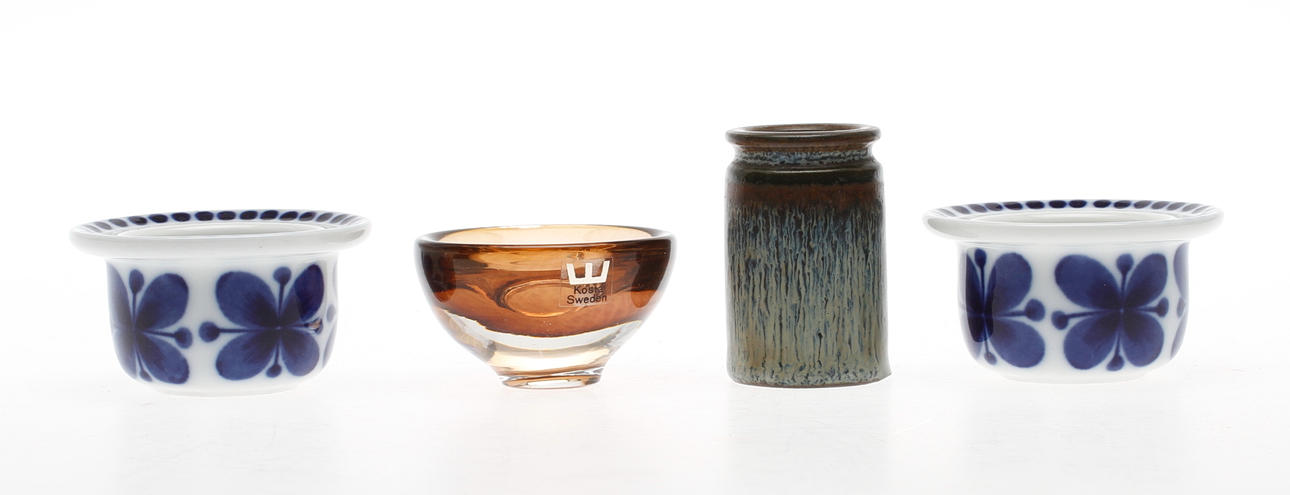 KERAMIK och GLAS, 4 delar, Kosta, Rörstrand.