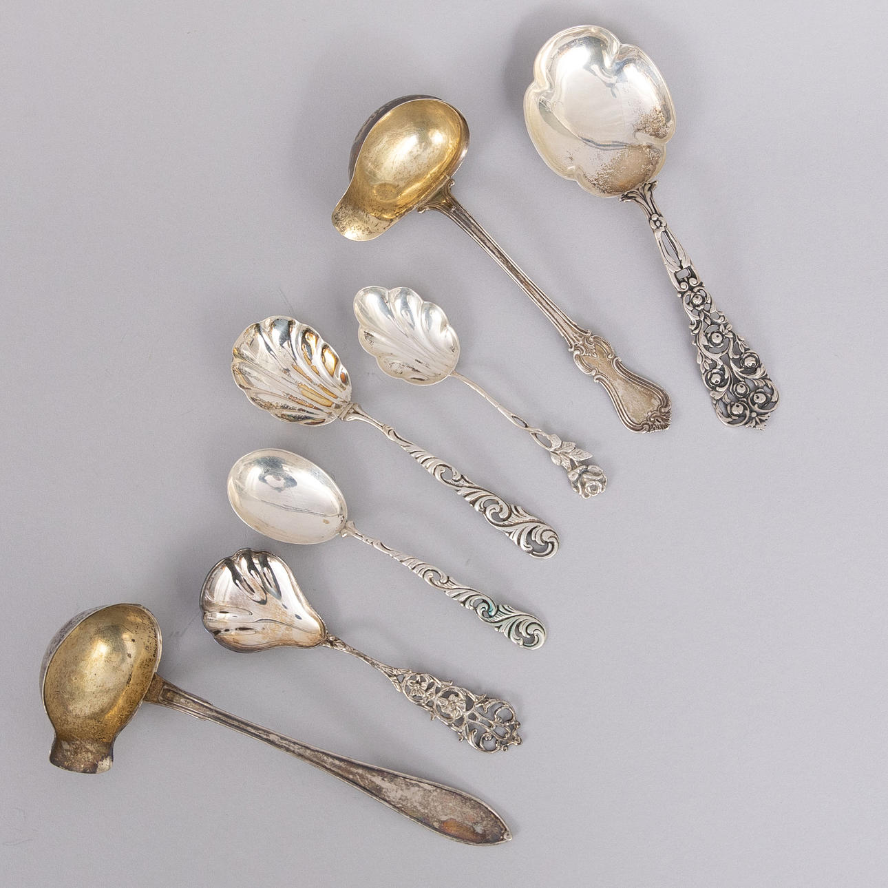 LOT SILVERWARE CUTLERY, 7 pieces, Silver.