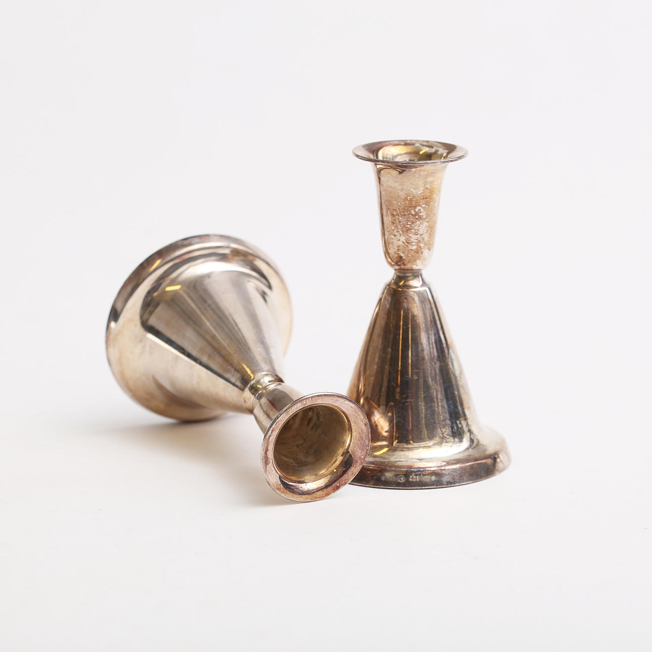 CANDLESTICKS, a pair, silver, 830S, weight 230.