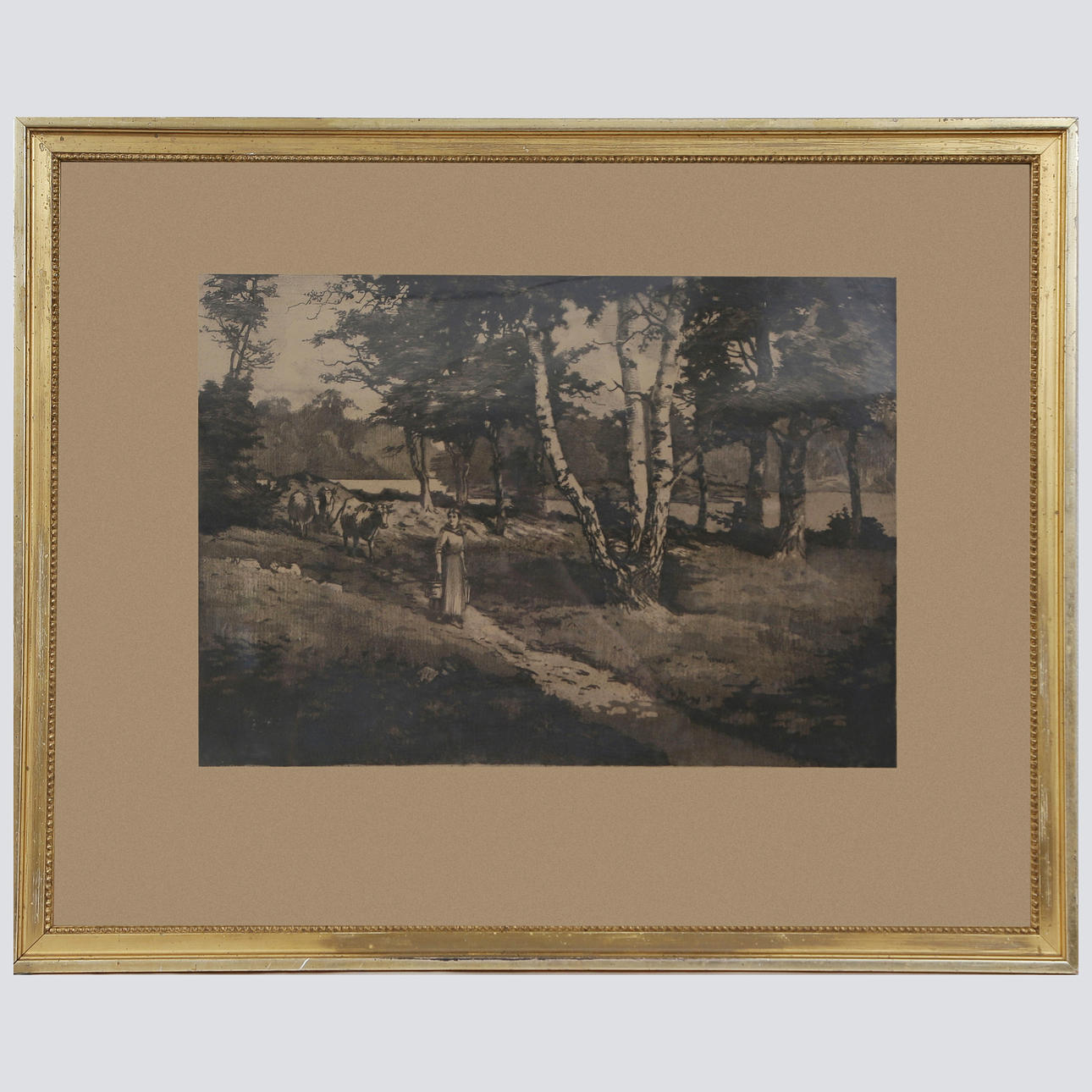 EMIL ÅBERG (1864-1940). “BJÖRKHAGEN” ETCHING, SIGNED.