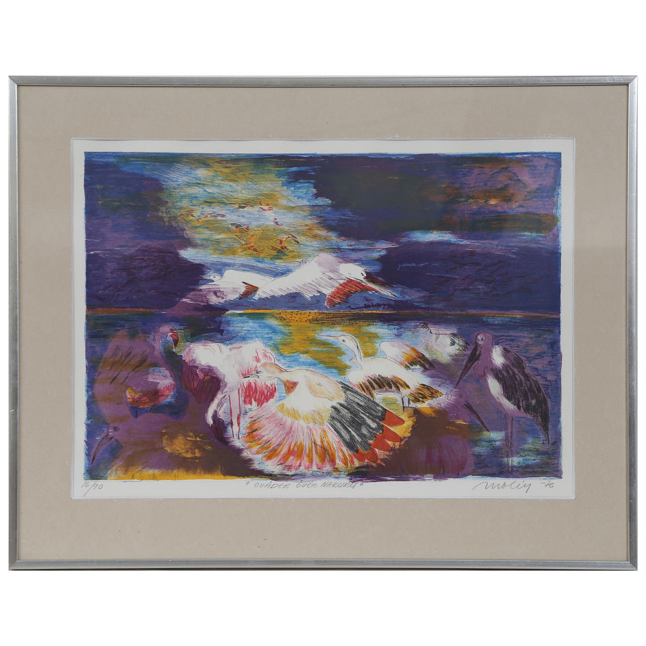 BRITA MOLIN. “SEVERE WEATHER OVER NAKURU” LITHOGRAPH 16/90, SIGNED, DATED.