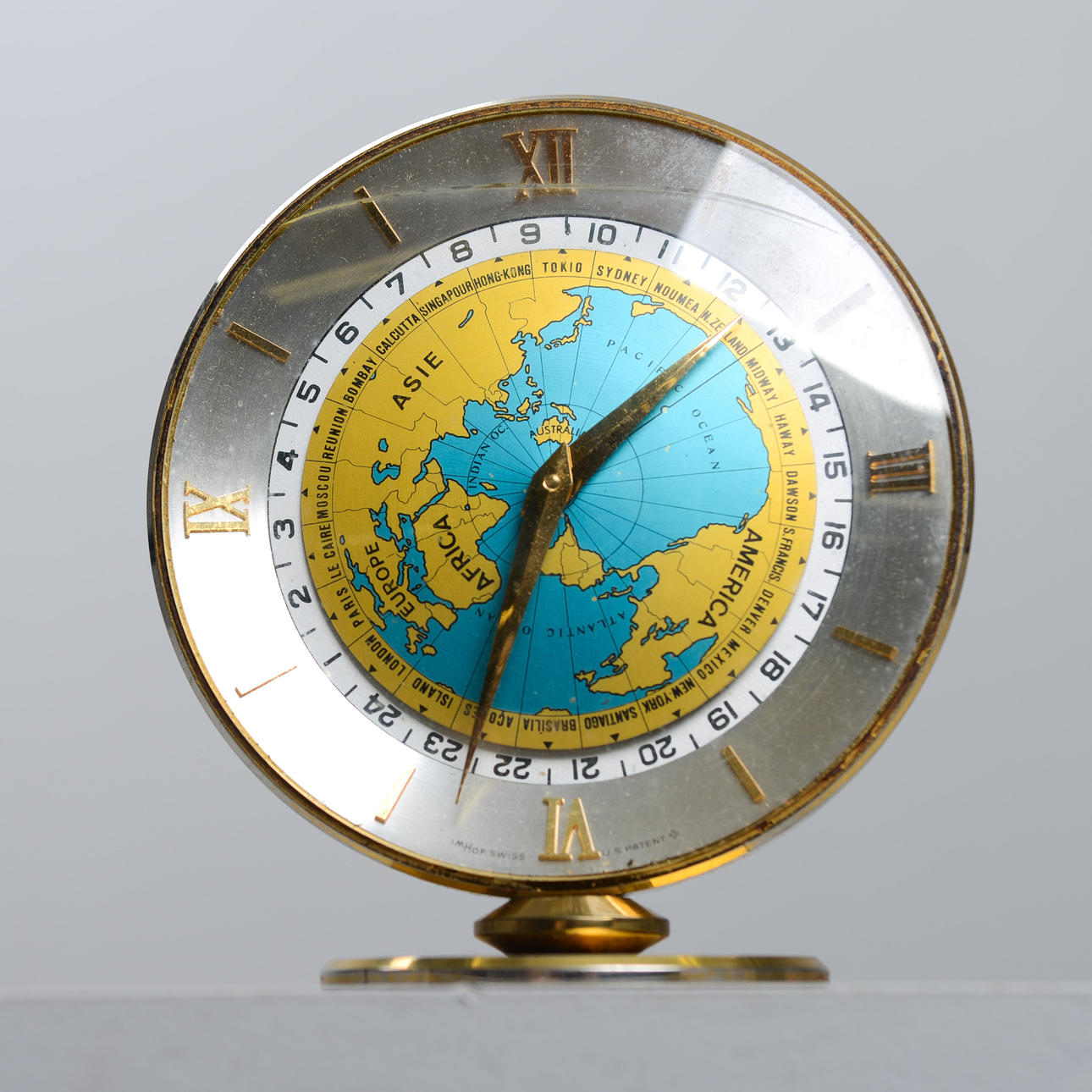 IMHOF, “World time clock”, a Swiss table clock, 20th century.