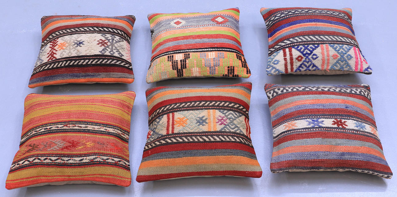 KUDDFODRAL, 6 st, kelim, anatoliska, cirka 45 x 45 cm.