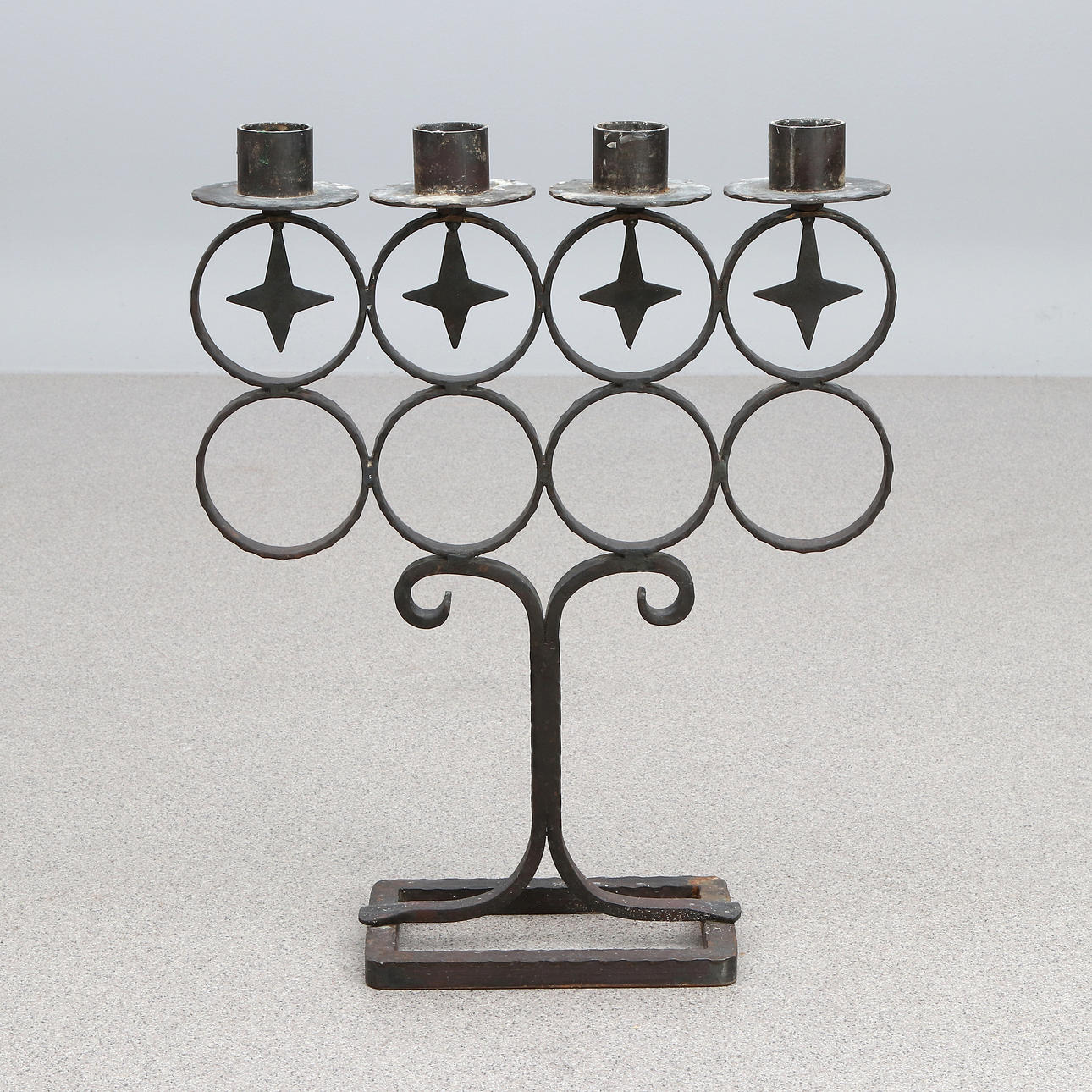 FLOOR CANDLESTICK. Forging, made by master blacksmith Frick in 1972.