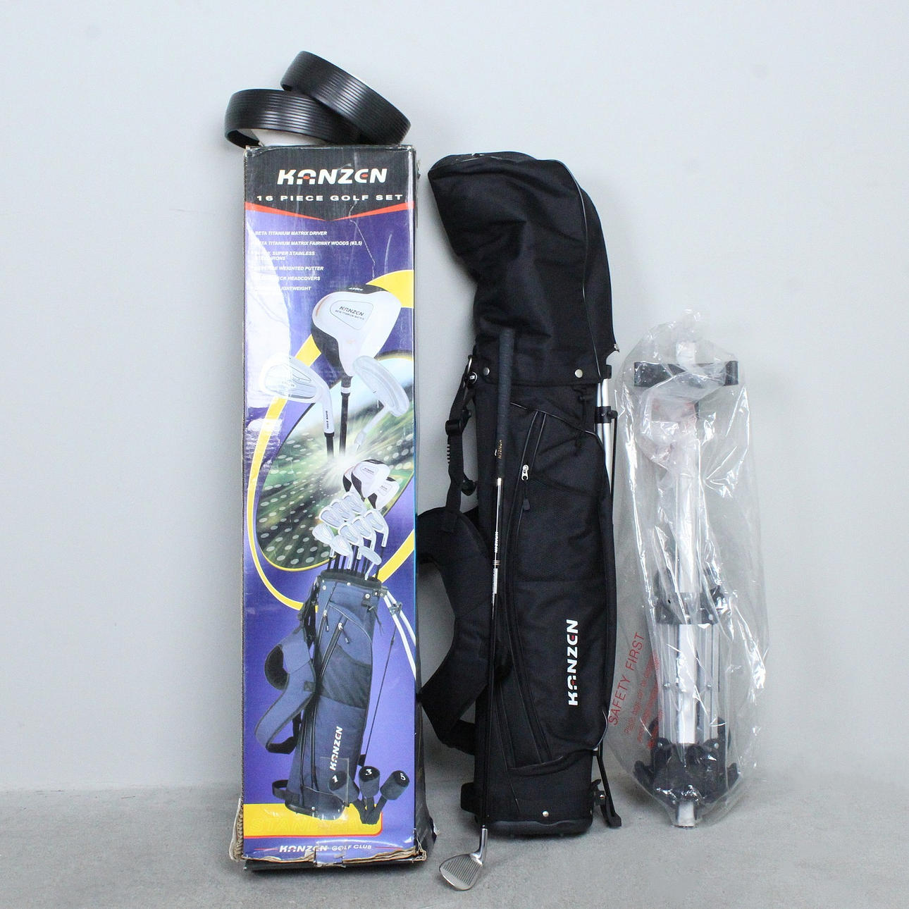 Kanzen. 'Beta Titanium Matrix' Golfschläger-Set / Golf-Trolley.