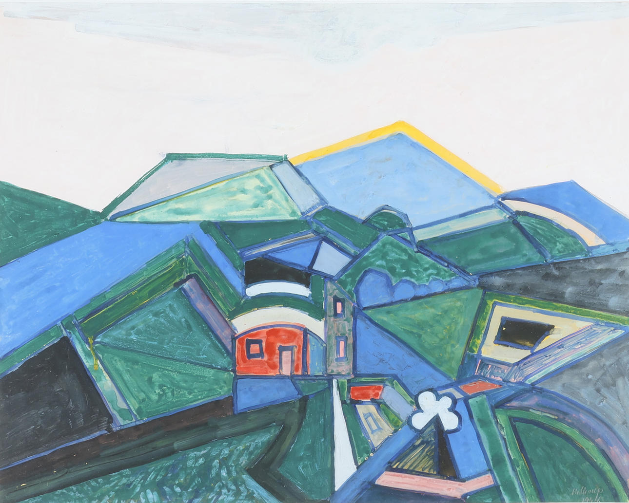 TAGE MELLERUP (1911-1988). Landscape composition, gouache on paper, signed and dated 1954.