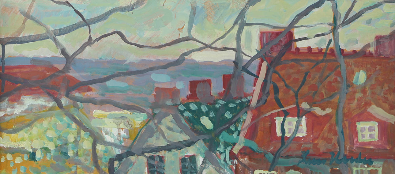 LARS HERDER. “View”, oil on panel, signed.