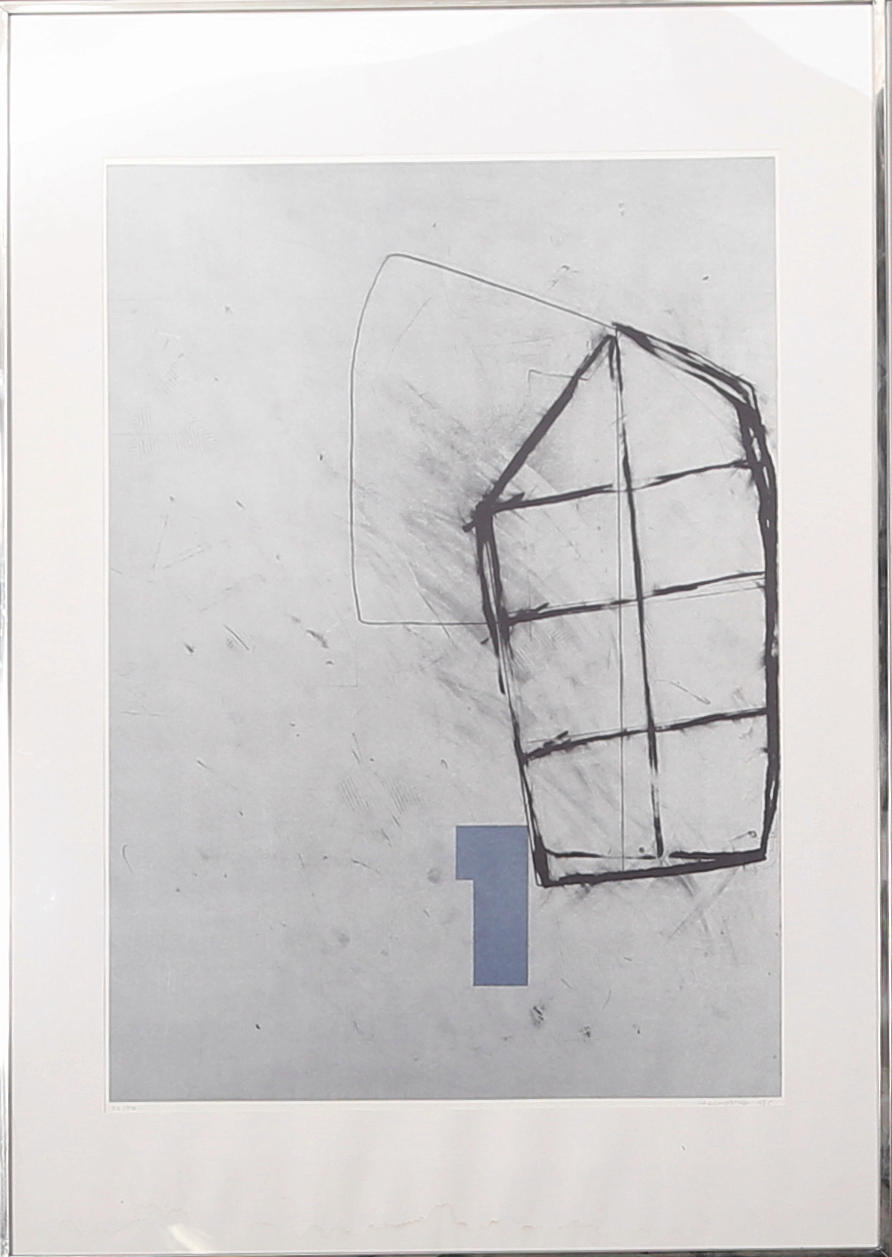 L G LUNDBERG. Komposition, färglitografi nr 33/50, signerad och daterad 1985.