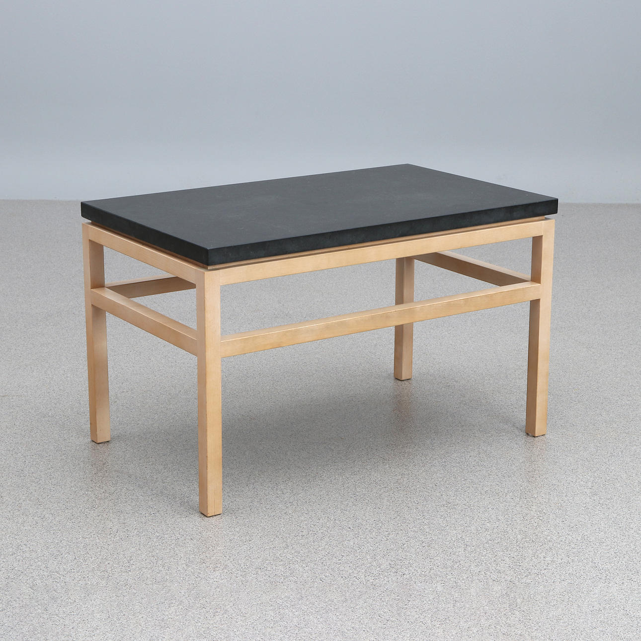 G.A.D., TABLE WITH STONE TOP. Soaped birch, slice in diabase.