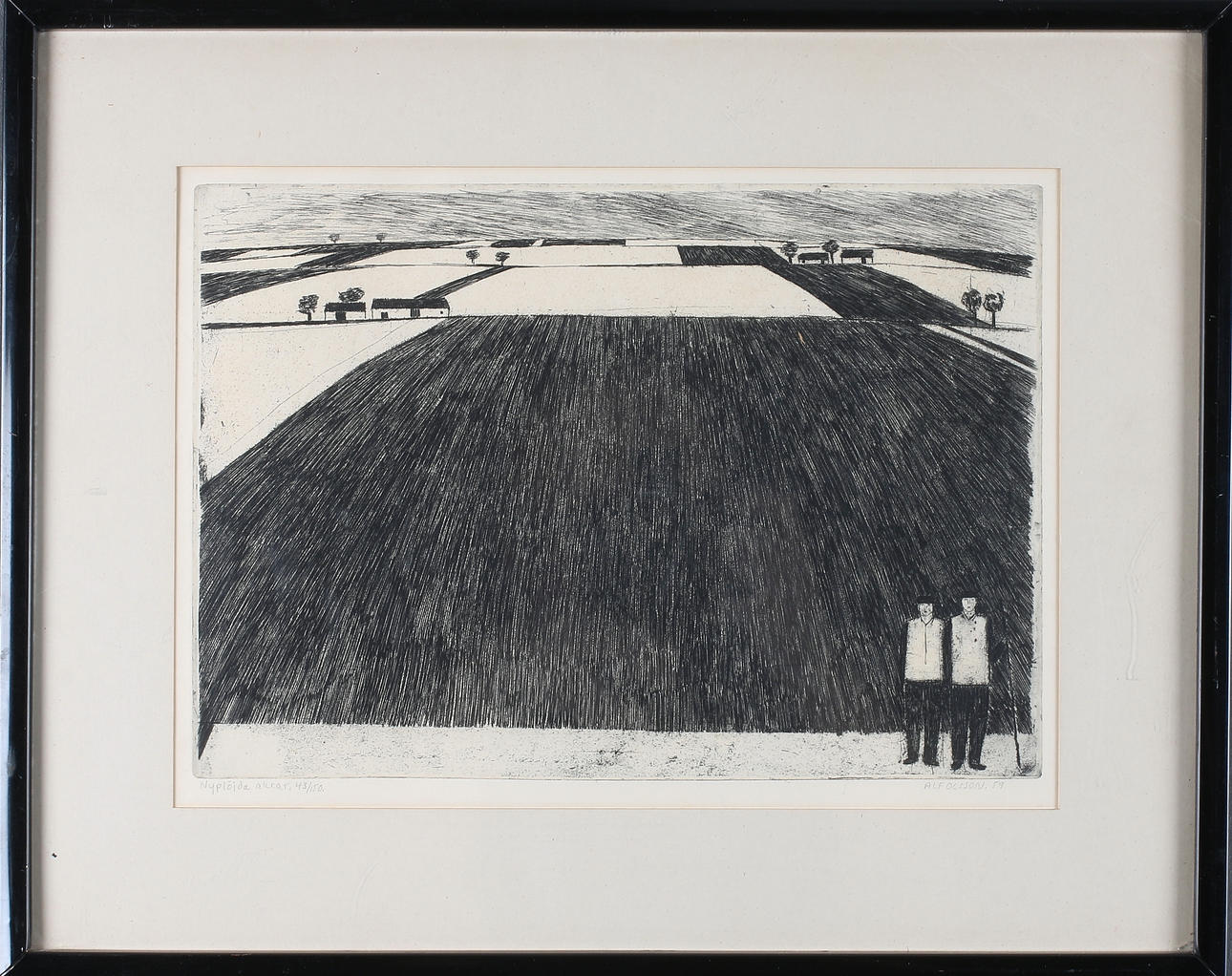 ALF OLSSON. "Nyplöja åkrar", etsning, signerad, numrerad 43/150 och numrerad -59..