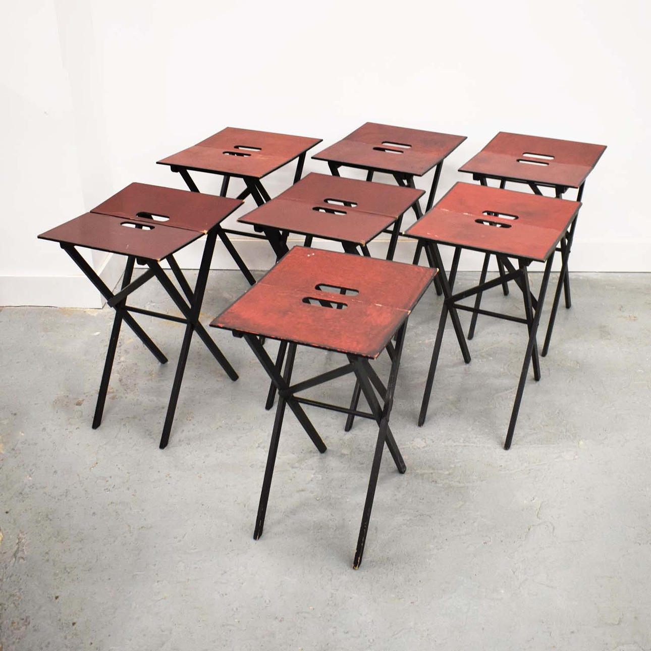 FOLDING SIDE TABLES, A COLLECTION OF 8.