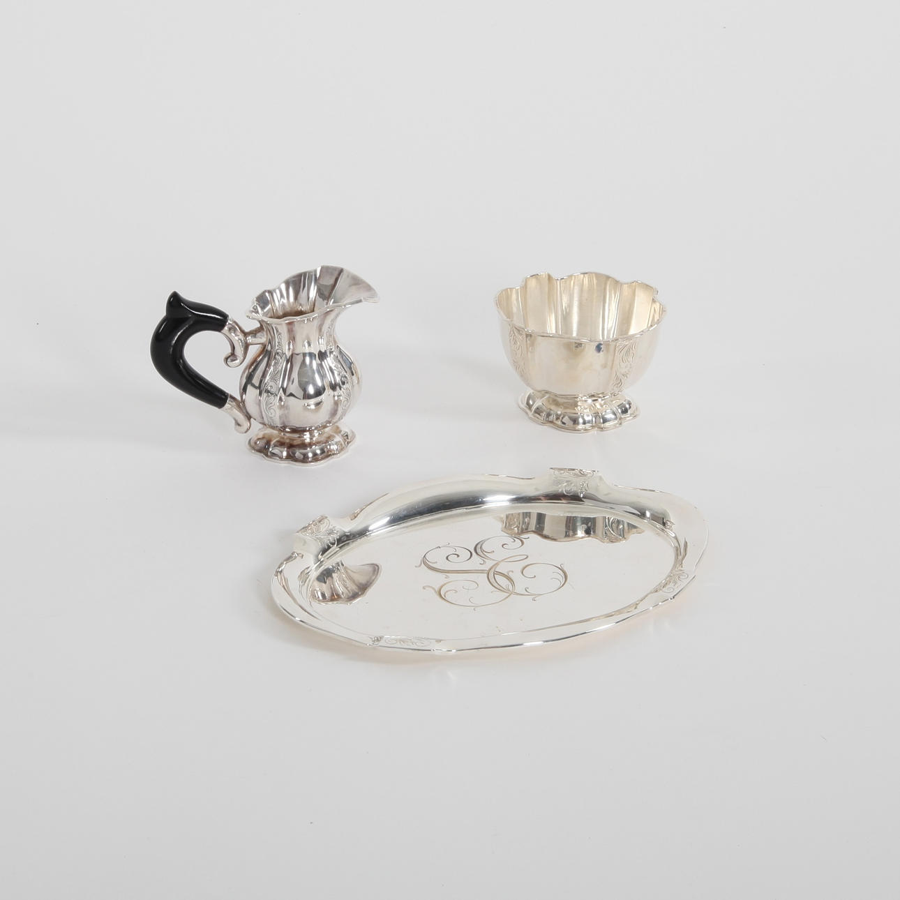 A 3-piece silver serving set, second part of the 20th century.