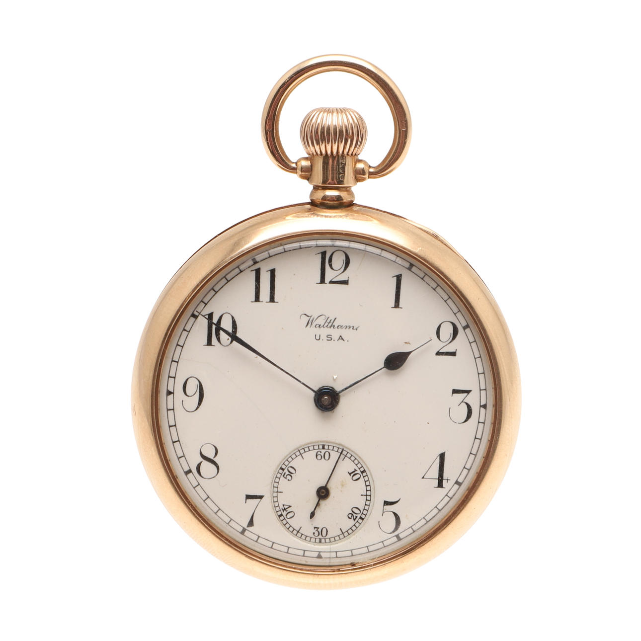 A WALTHAM 9CT GOLD POCKET WATCH.