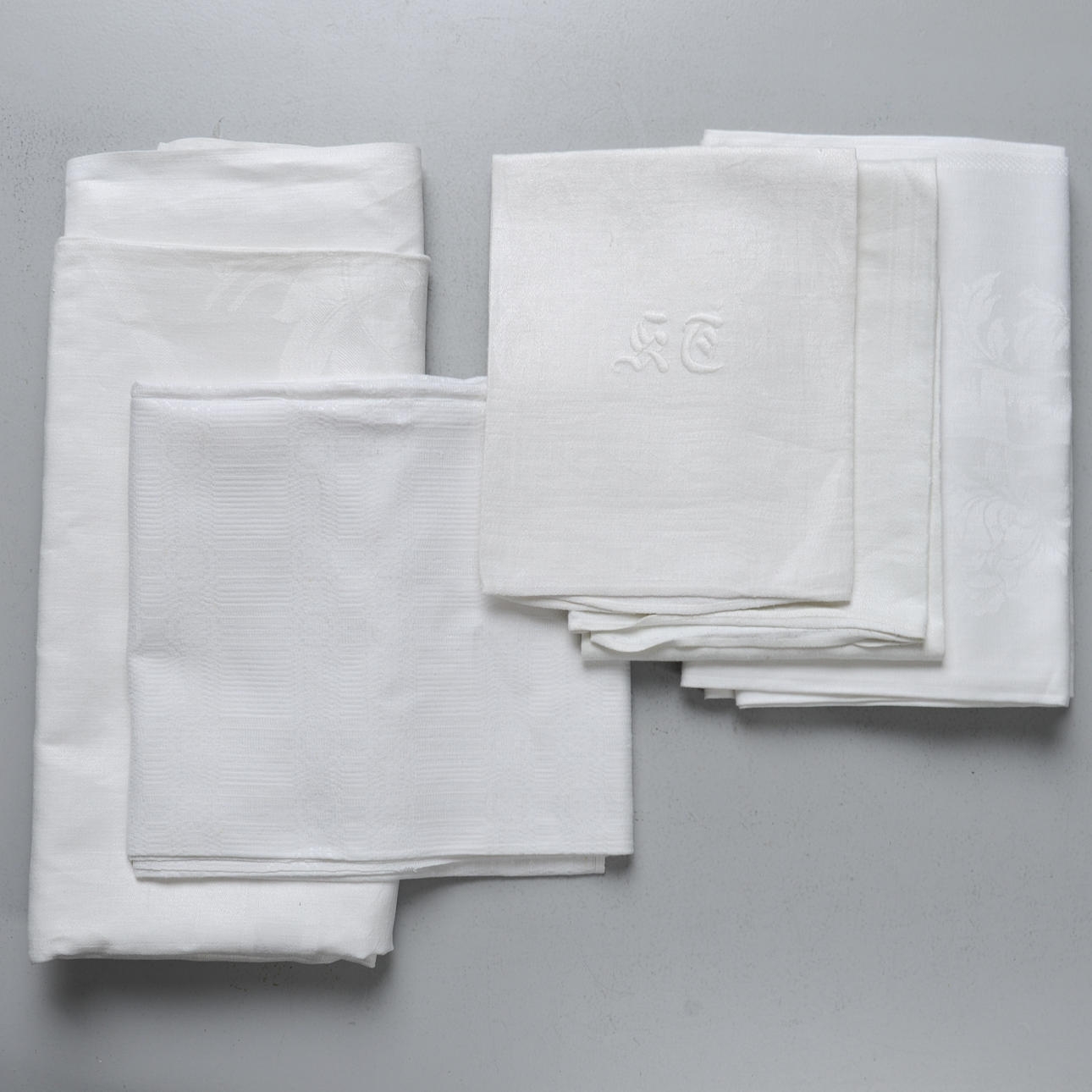 Damaskduge, 5 stk., linned, 1900-tal.