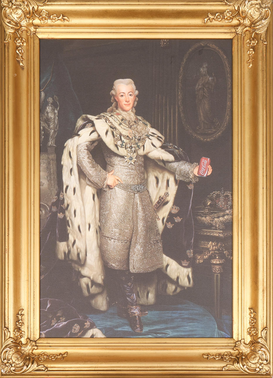 OKÄND KONSTNÄR. Print, Gustav III, with Coca Cola.