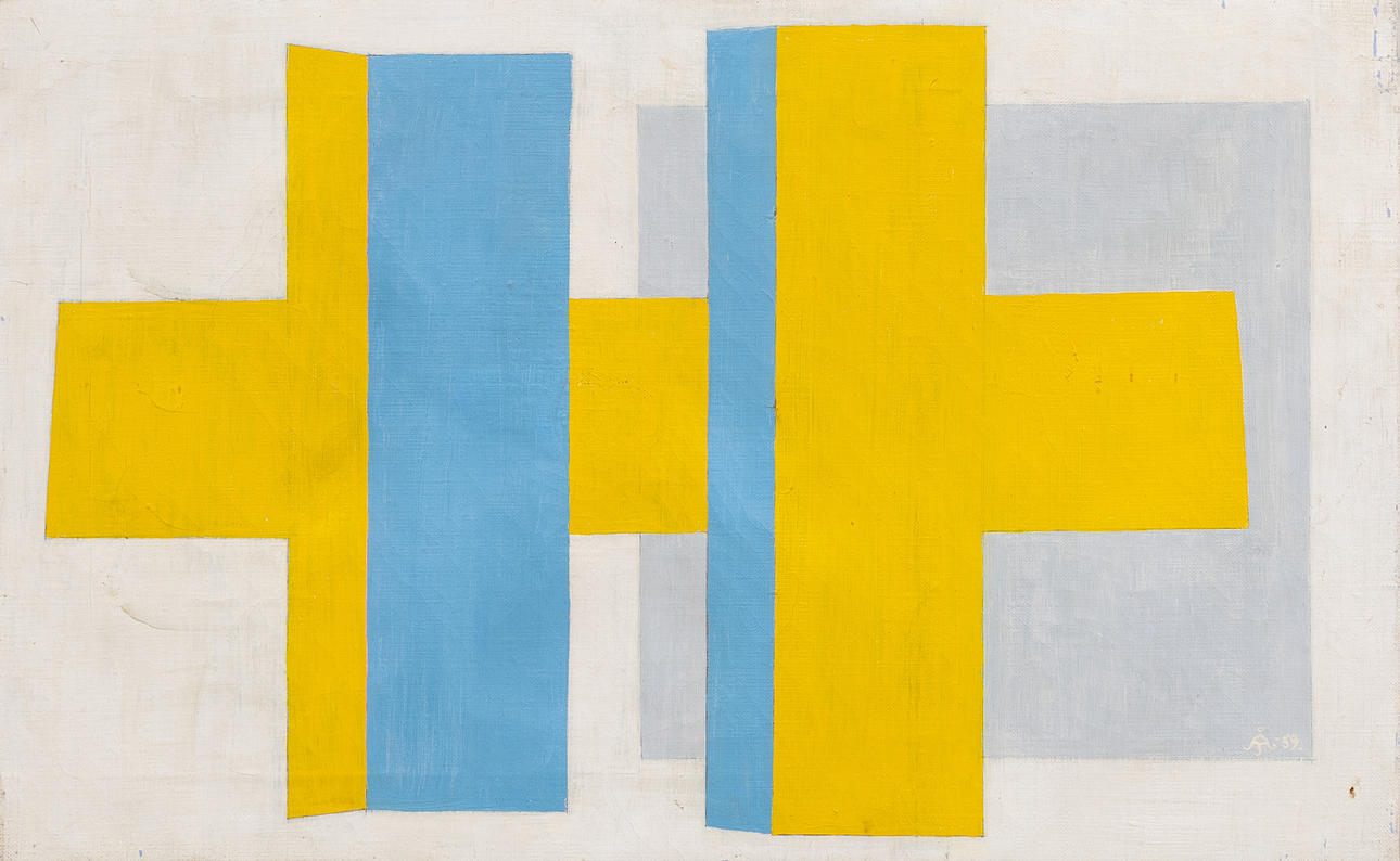 ÅKE TÖRNER (1926-2005). “Thread Form II”, oil on canvas, Monogram signed ÅT-59.