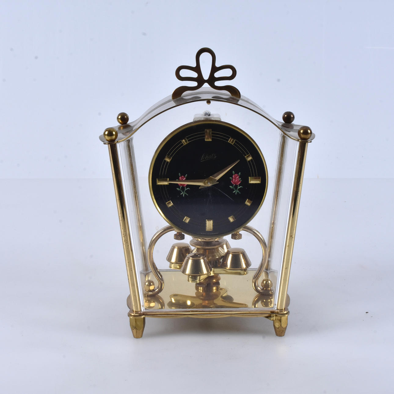 TABLE CLOCK, brass, Schatz, Germany.