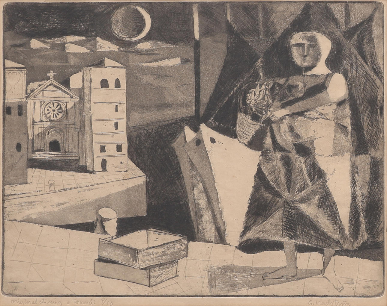 GERHARD  NORDSTRÖM. ETCHING & DRY-NEEDLE ENGRAVING, SIGNED & NUMBERED 7/10.