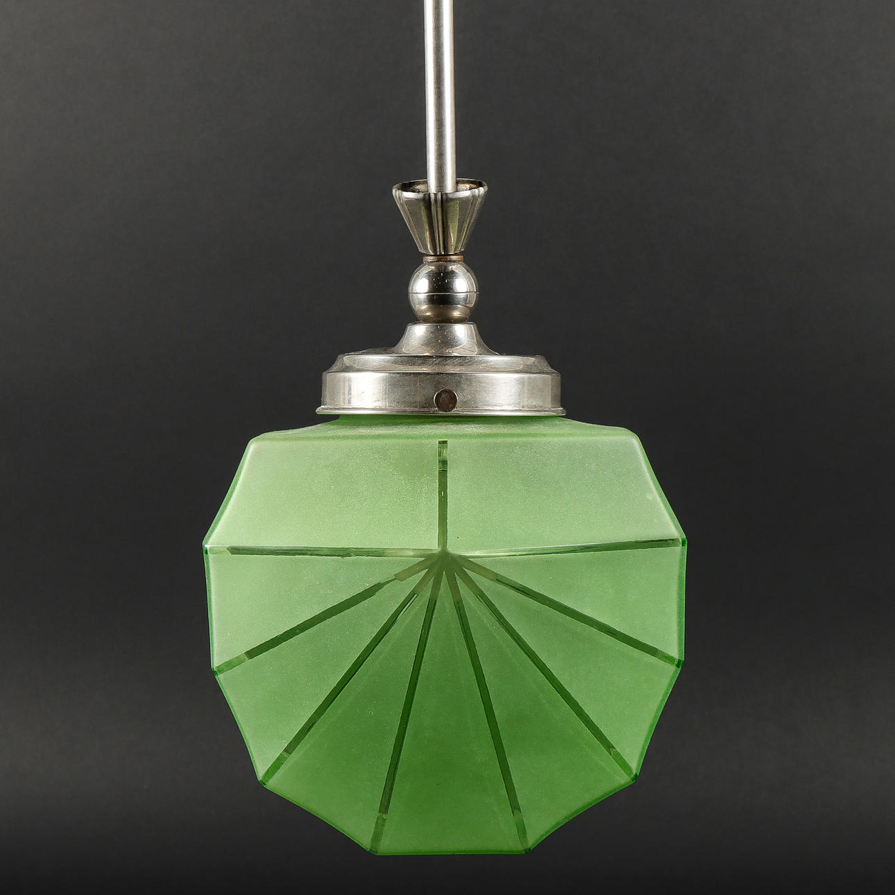 A functional uranium glass ceiling lamp, 1930s/40s.