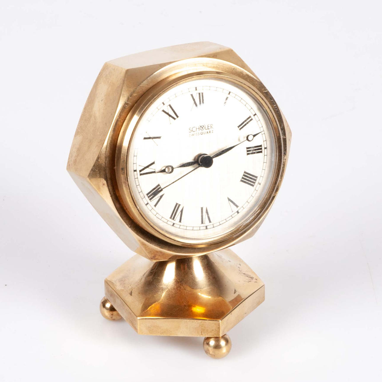 A brass table clock, Gusum, 1990's.