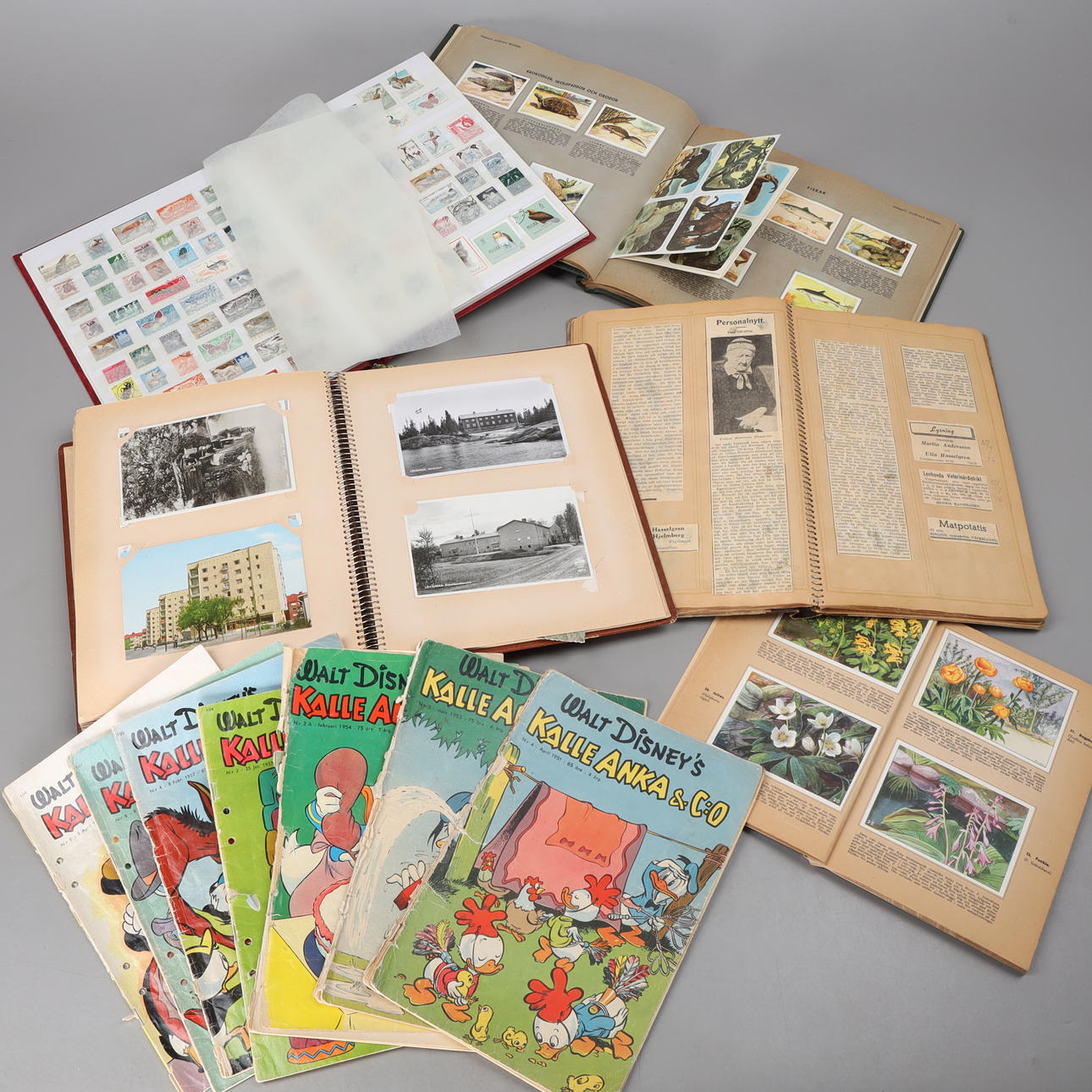 Postkort, samleobjekter og tegneserier, midten af det 20. århundrede.