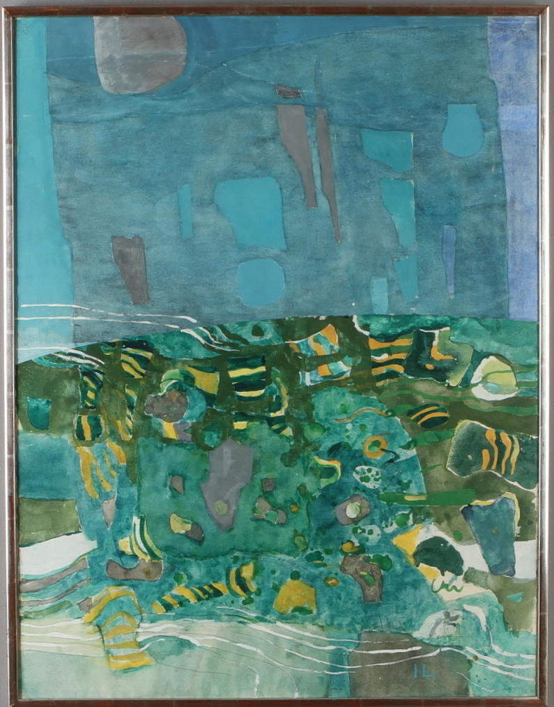 ISABELLA LAURELL. "Kretslopp", gouache/kollage, signerad IL.