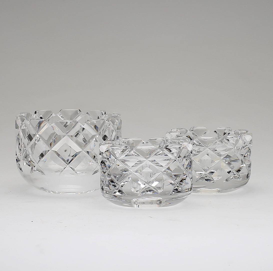 SKÅL OCH LJUSLYKTOR, 1 par, "Sofiero", Gunnar Cyrén för Orrefors, 1900-talets andra hälft.