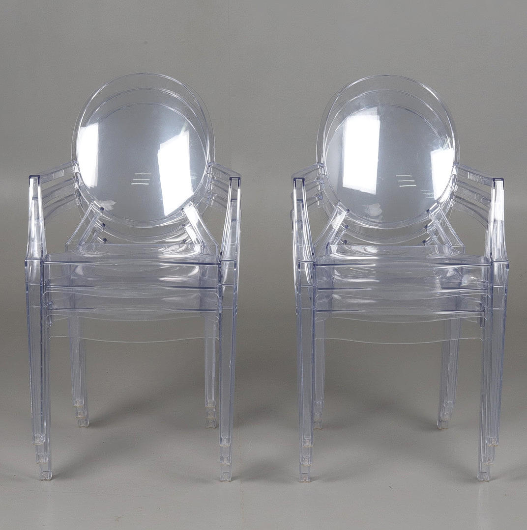 ARMCHAIRS, 6 PCS, TRANSPARENT PLASTIC.