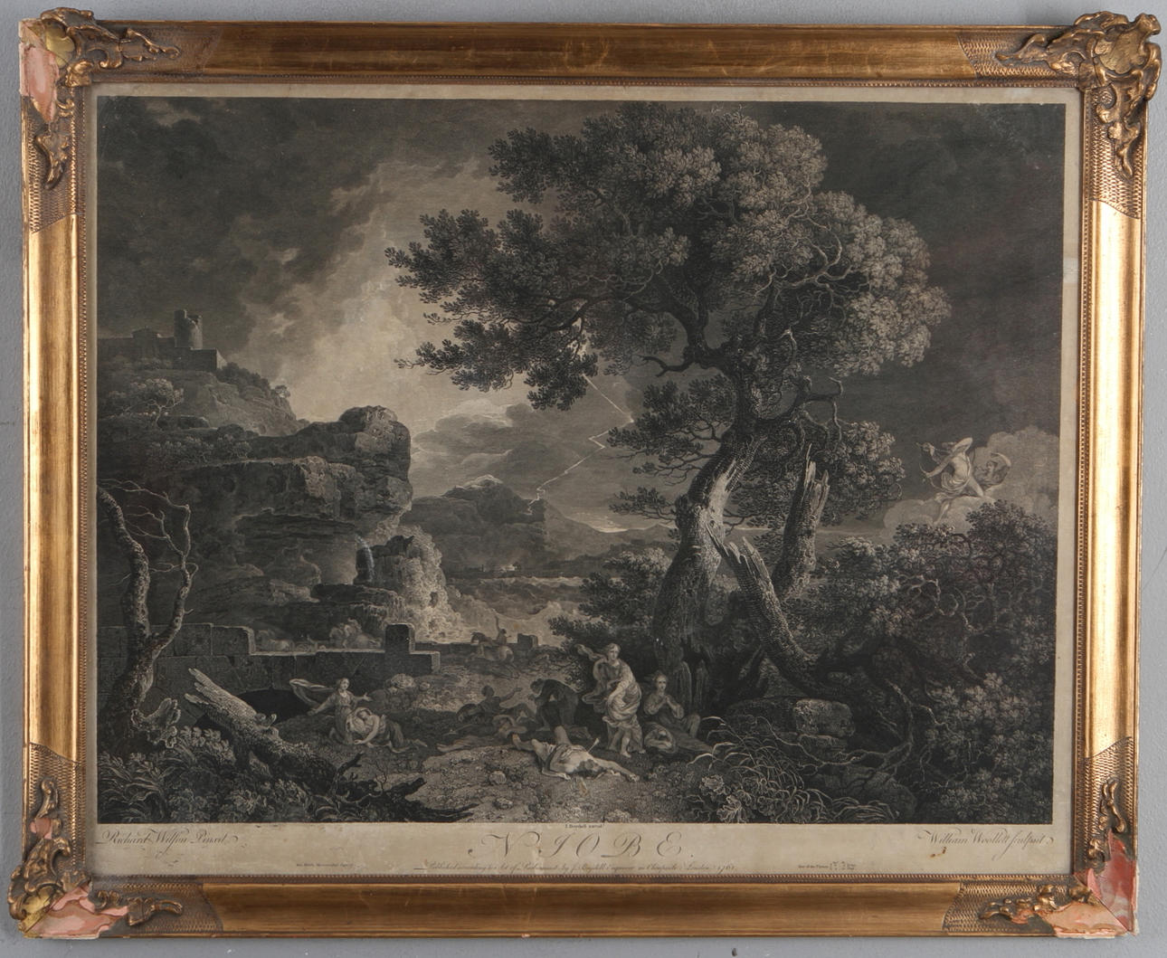 WILLIAM WOOLLETT. gravyr, efter Richard Wilson, 1761.