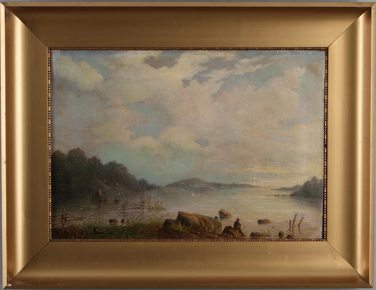 LARS TORE THEODOR BILLING. TILLSKRIVEN. Fiskare vid standkant, olja på duk, signerad Billing samt daterad 1849.