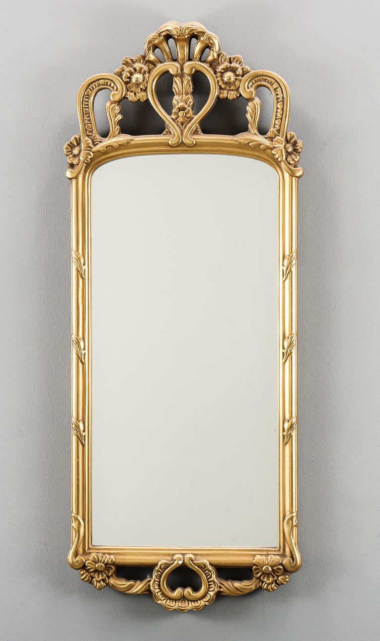 A gilded wall mirror, Rococo style, 20th century.
