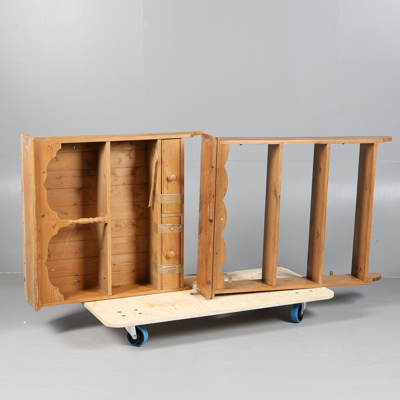 TWO 20TH CENTURY PINE HANGING SHELVES (2).