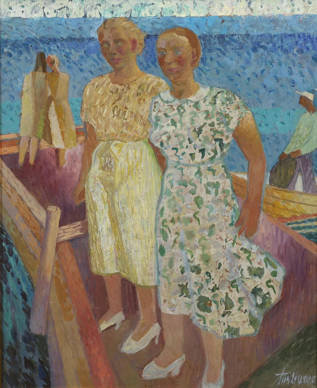 GUNNAR TORHAMN. “Waiting”, oil on panel, signed.