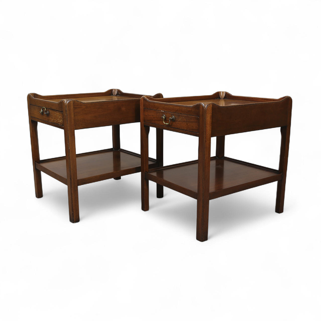 SIDE TABLES, NK workshops, branded tiles, second half of the 20th century, a pair.