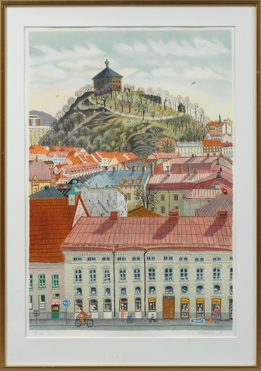 MONA HUSS WALIN. Skansen Kronan, färglitografi, signerad och numrerad 114/450.