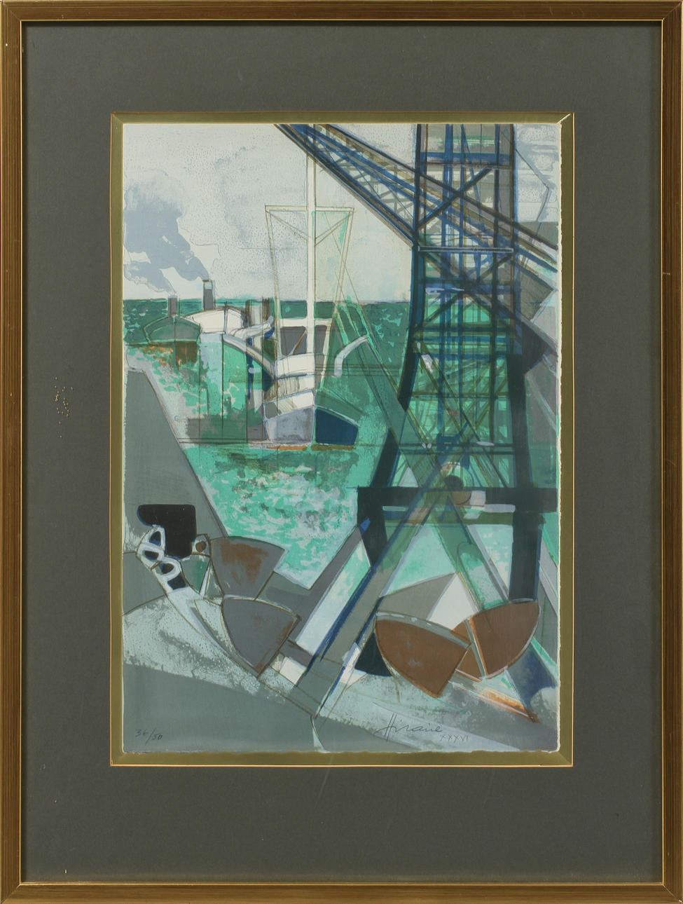 CAMILLE HILAIRE. Hamnbild, färglitografi, signerad och numrerad 36/50.