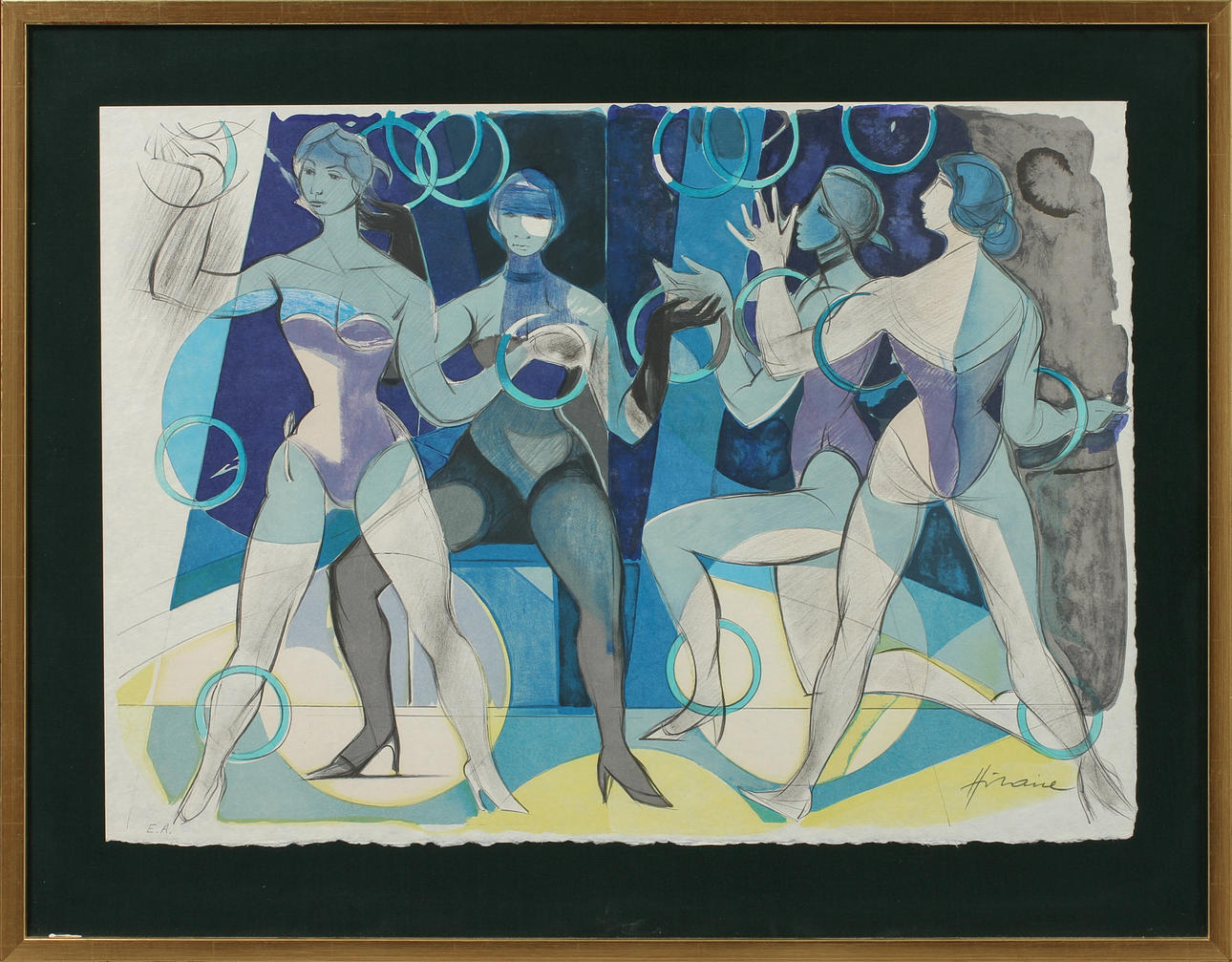 CAMILLE HILAIRE. Komposition med figurer, färglitografi, signerad, EA.