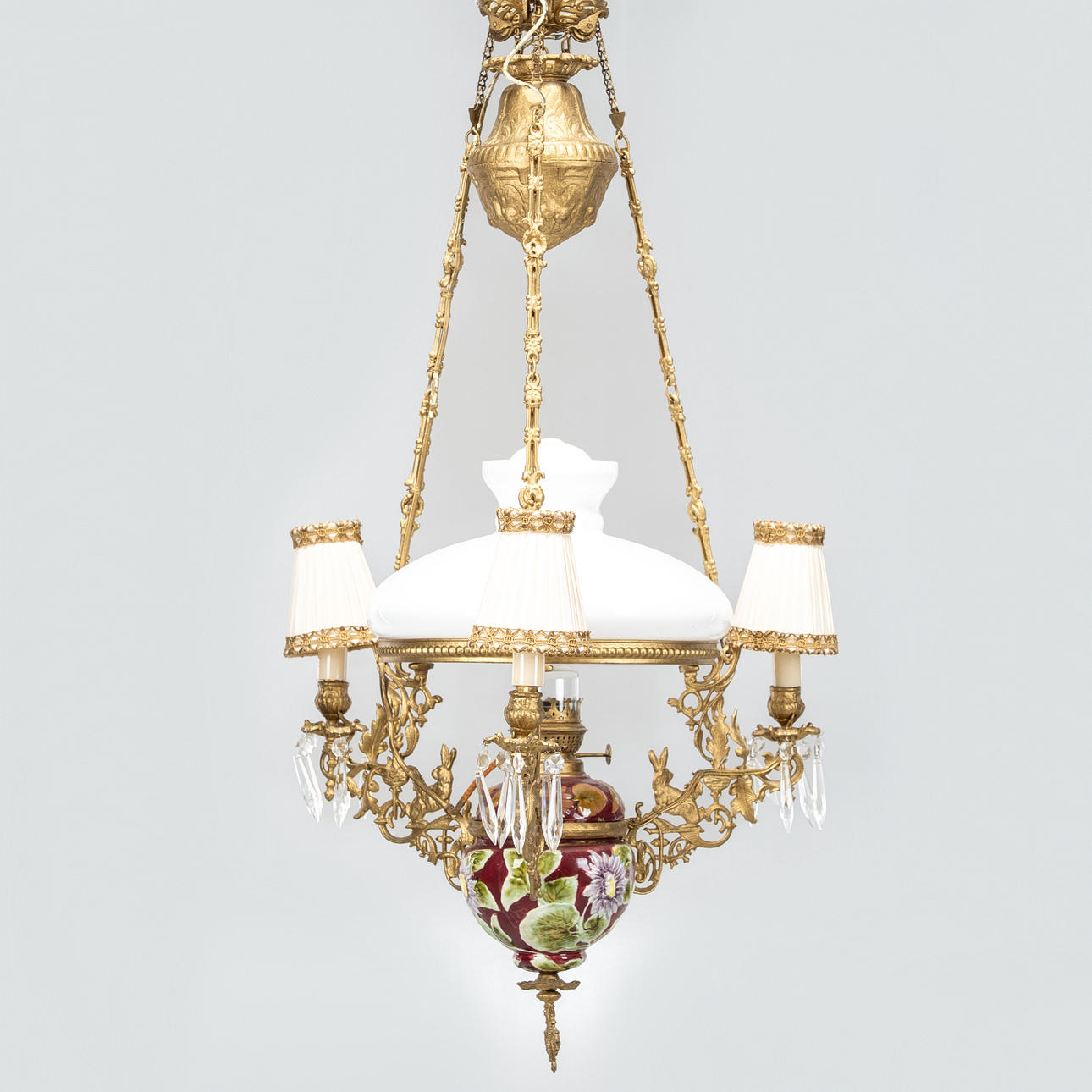 Ceiling lamp/Ampel, Kerosene, mid 20th century.