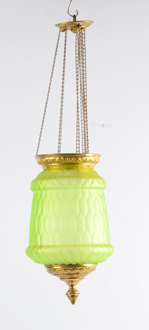 MÅNSKENSAMPEL, glas och mässing, 18/1900-tal.