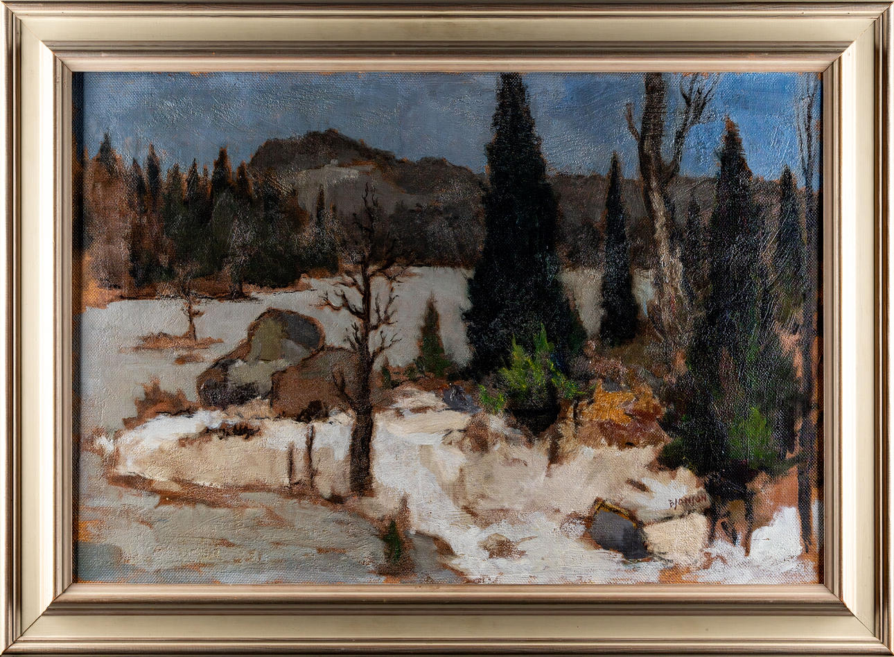 BROR JONSON. Oil on panel, Landscape motifs, Signed.