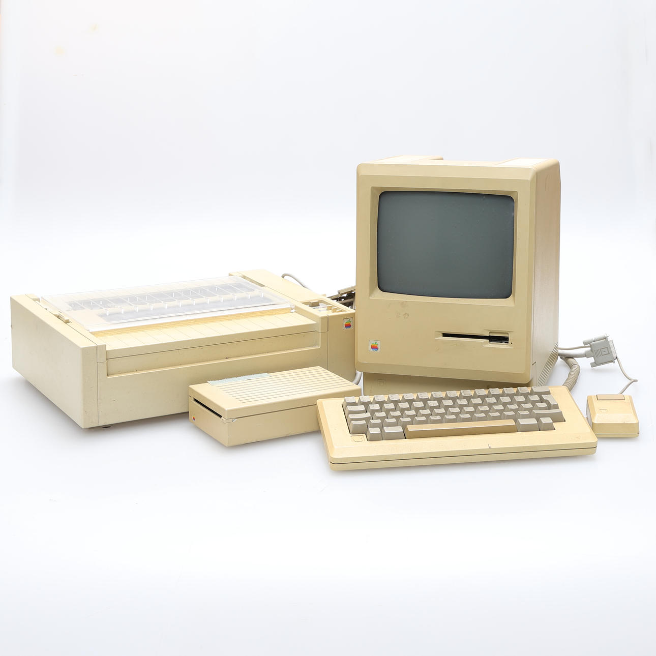 MACINTOSH PLUS 1MB, Computer with external hard drive and Image writer.