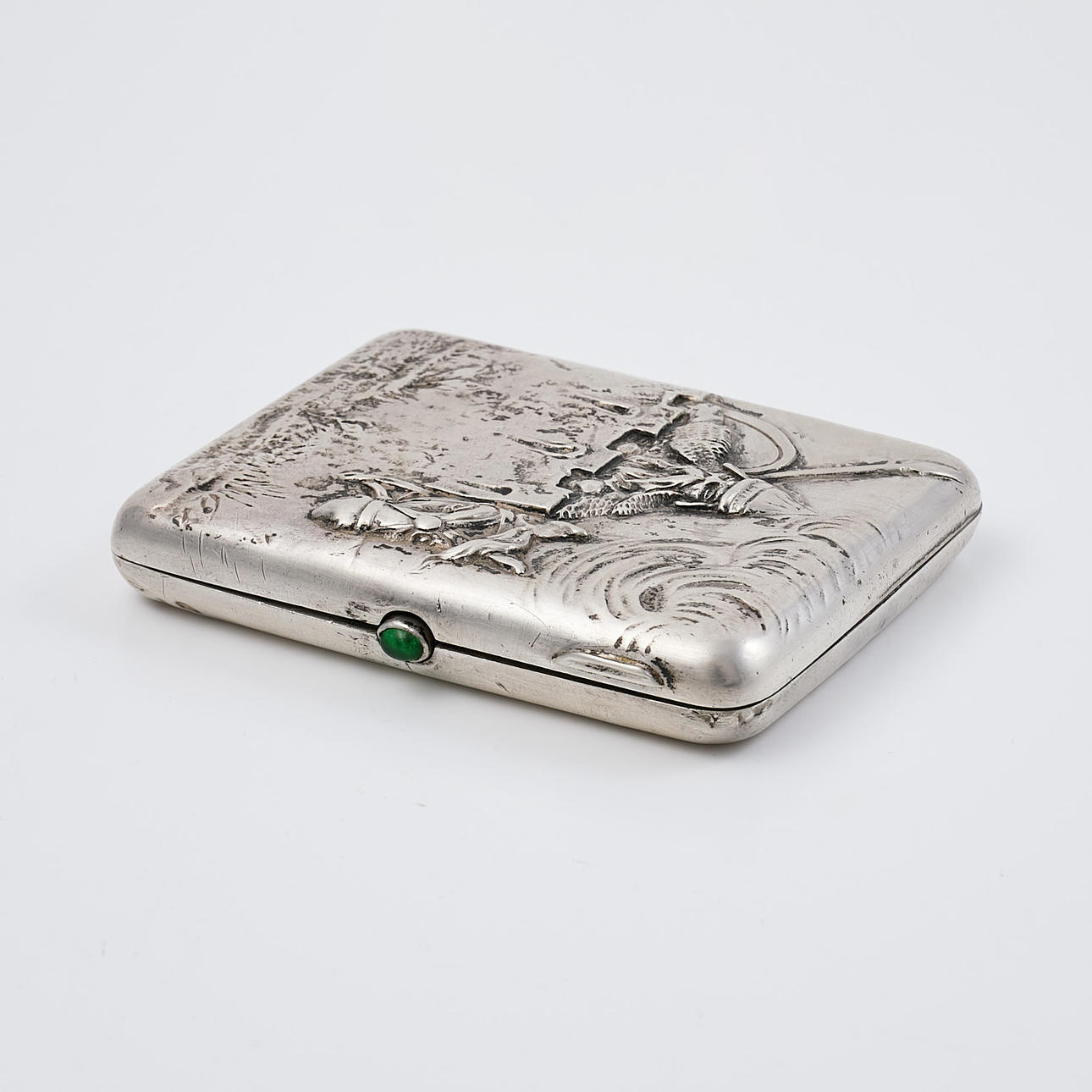 CIGARETTE CASE. Russia, silver, Moscow 1908-1926, relief decor.