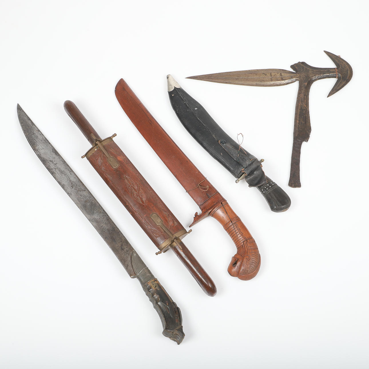 KNIVES AND AXE, 5 pieces, Asia.