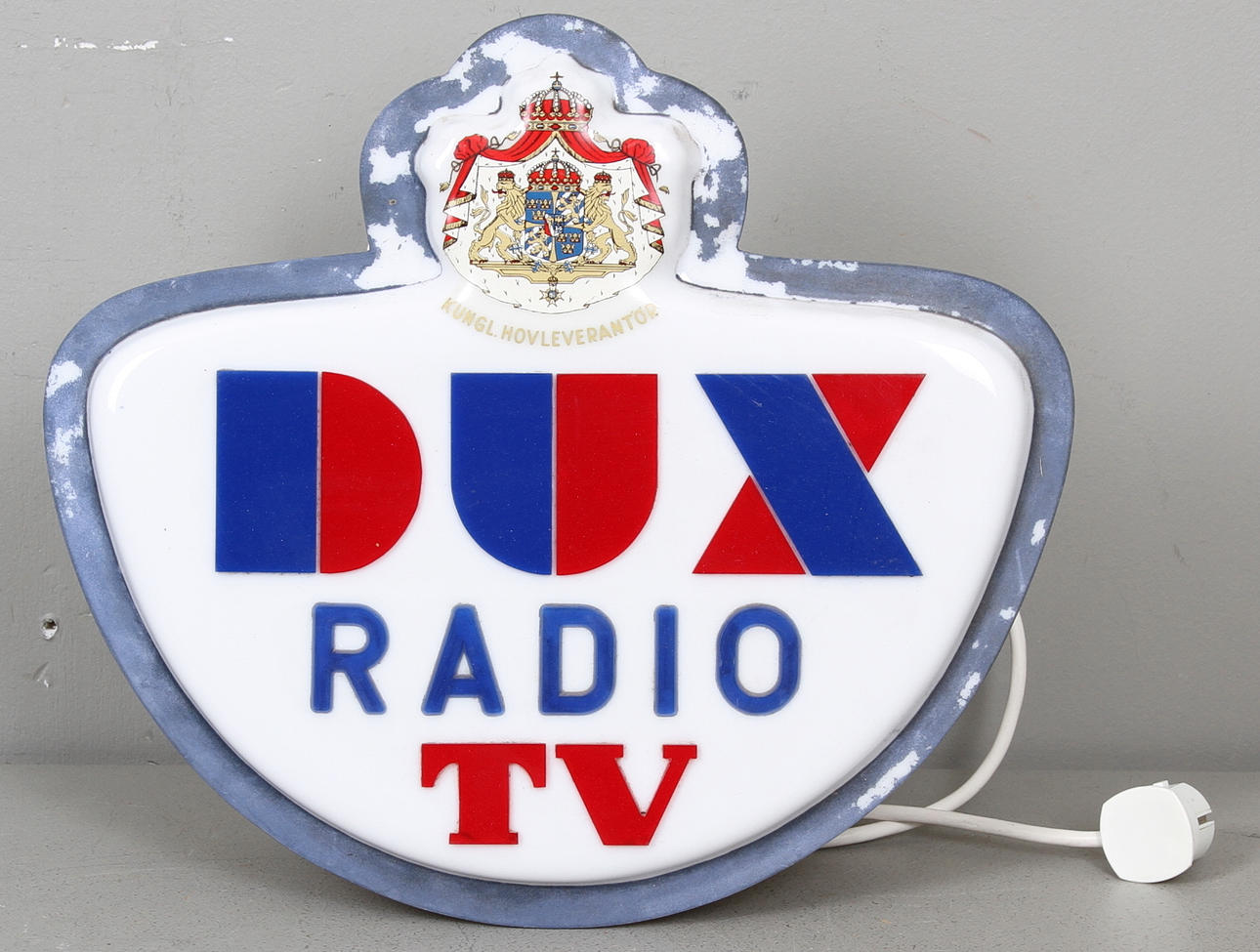 SKYLT MED BELYSNING, DUX radio och tv, 1960 tal.