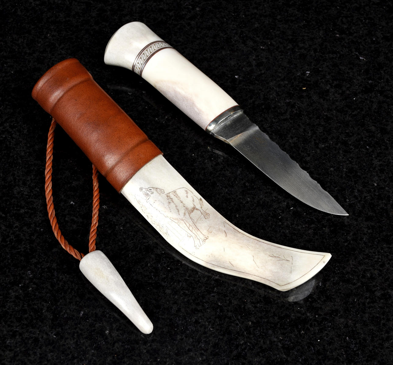 BERTIL FÄLLMAN. Half-horn knife, Signed, 2011.