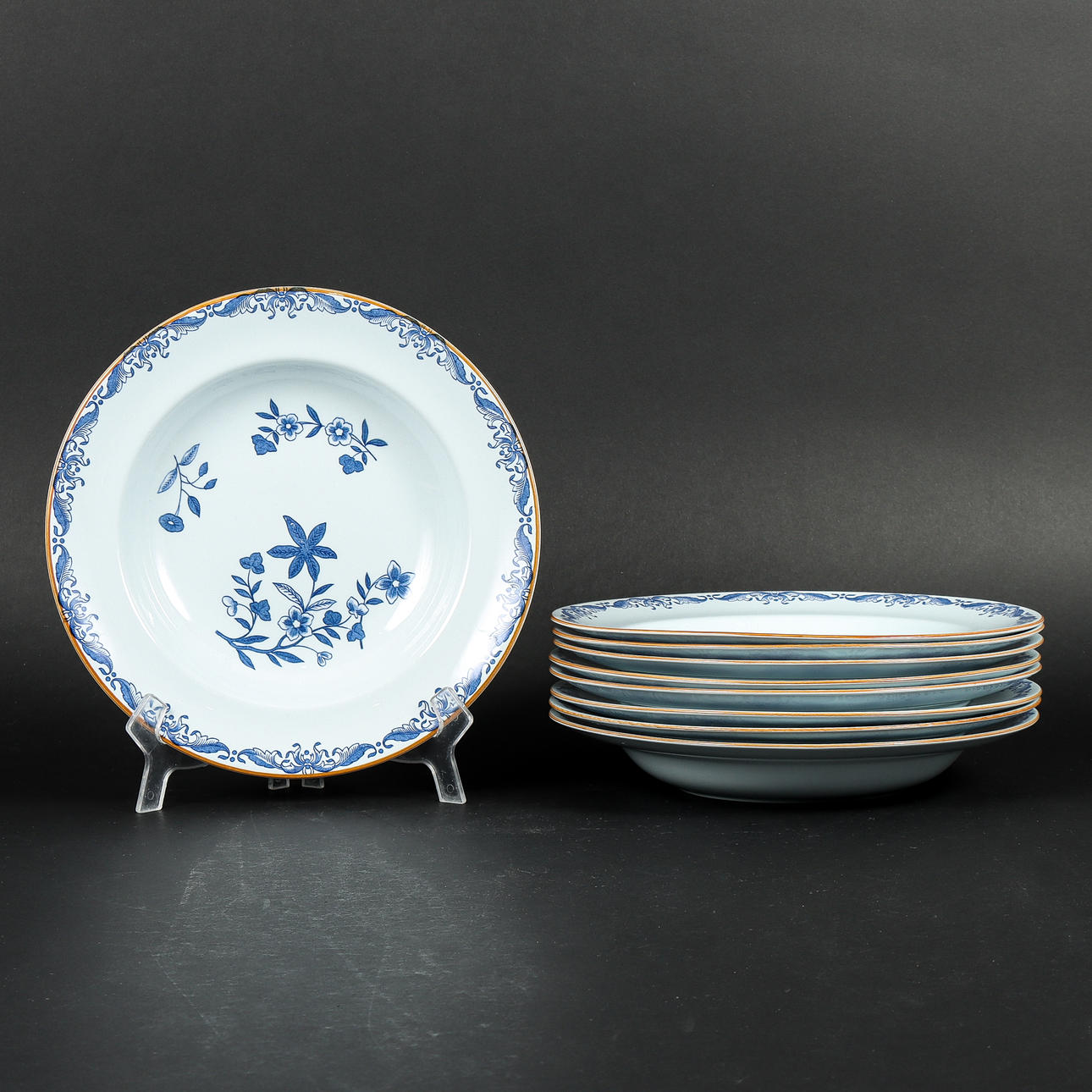 PLATES 9 pieces, deep, Rörstrand Ostindia.