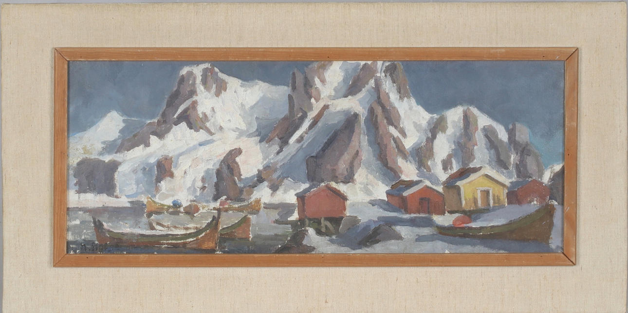 HALFDAN HAUGE. Lofoten, oil canvas panel, signed.