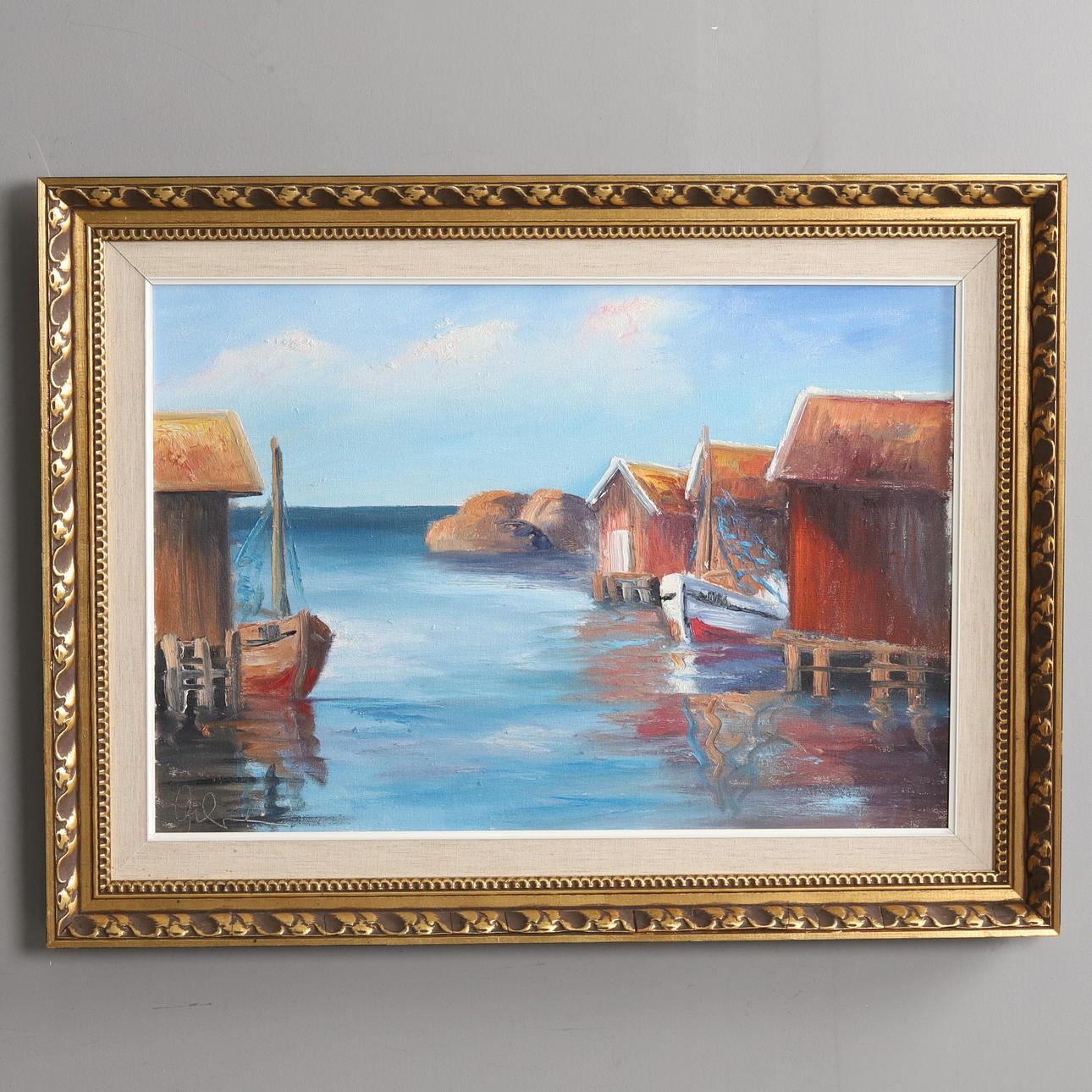 OIL ON CANVAS, archipelago motif, signed.
