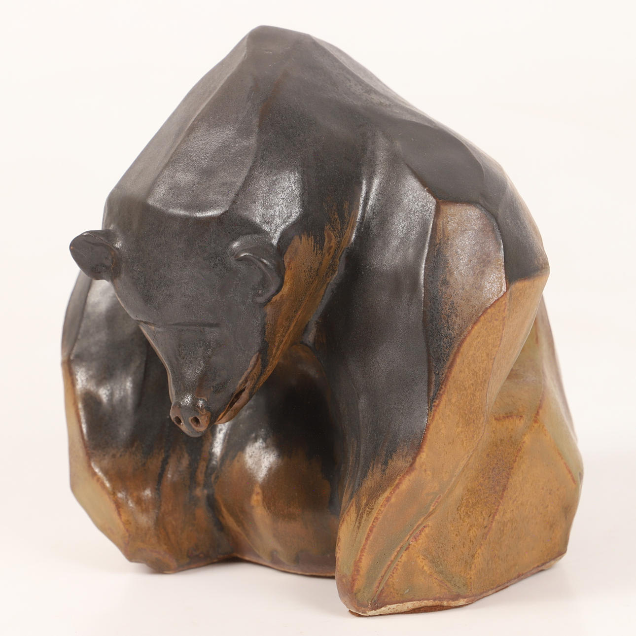 ÅKE LARSSON. Sculpture, bear, ceramics, Viken, signed.