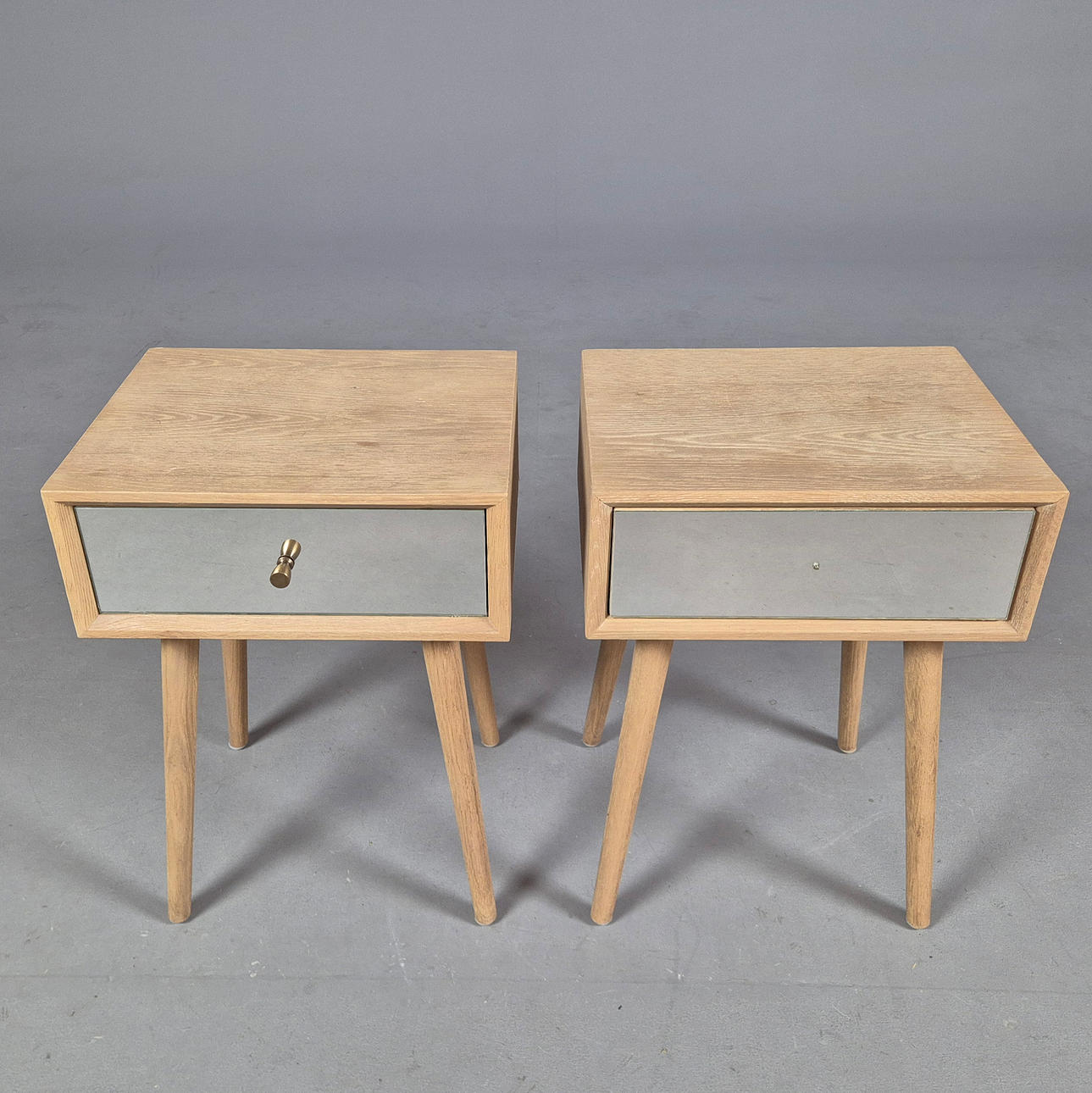 LOAF BEDSIDE TABLES, A PAIR.